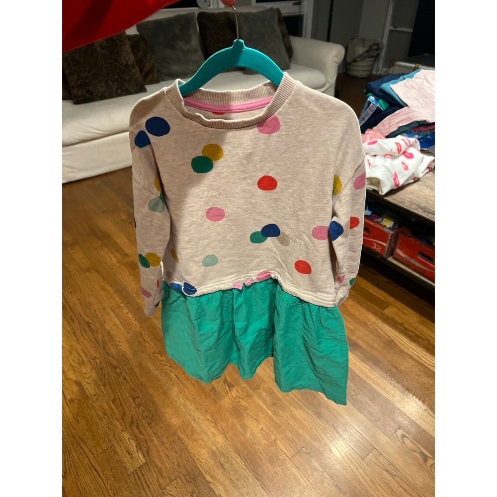 Mini Boden polka dot jersey sweatshirt dress girls 6-7
